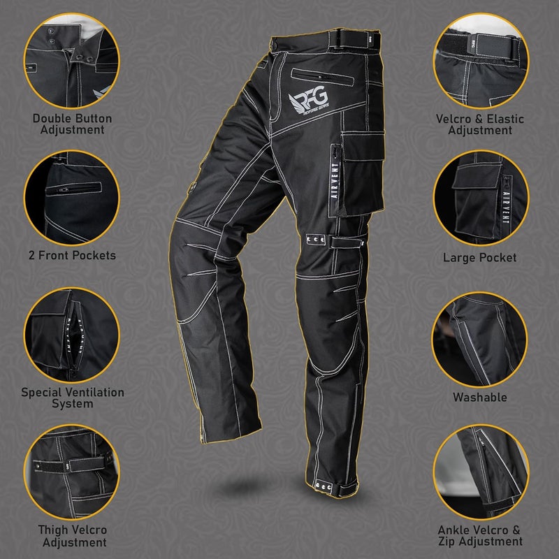 Revforge Gears RFG Motorcycle Pants – Waterproof Cordura Fabric - Riding Pants with Armor Zippers & Double Stitching - Image 5